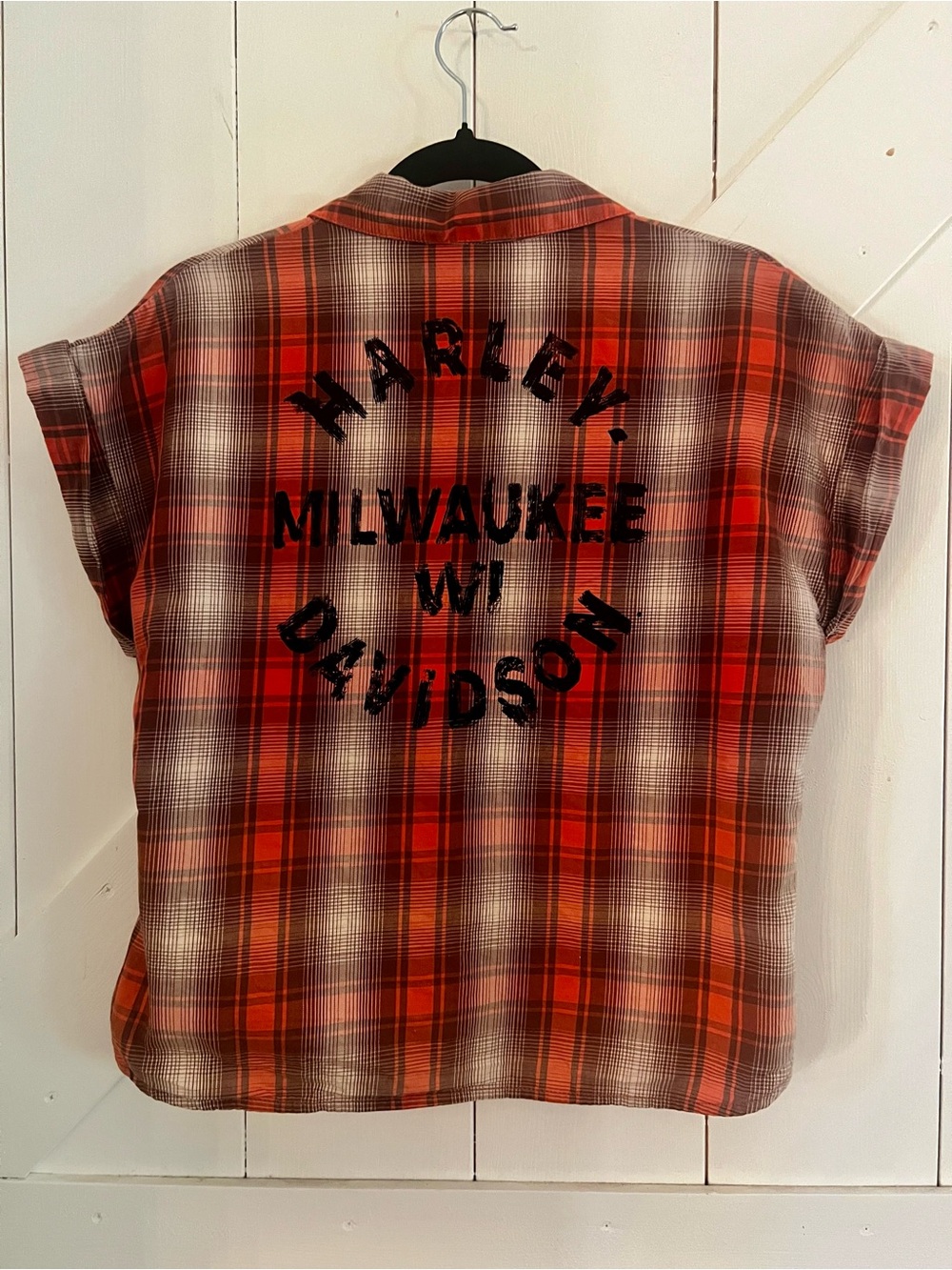 Harley Davidson Milwaukee Plaid Biker Shirt Women’s M Back Graphic Moto Grunge